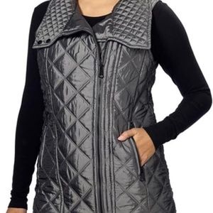 NWT Marc NY Quilted Side Zip Front 2 Side Zip Pockets Snap Collar Vest Size M